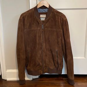 Mango Men’s Suede Leather Bomber Jacket size Medium